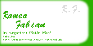 romeo fabian business card